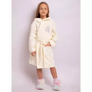 Халат для девочки, рост 104 см, цвет молочный