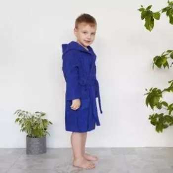Халат махровый детский «Енотик», цвет синий, размер 36
