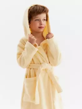 Халат махровый детский «Этель. Динозавр», размер 34, бежевый