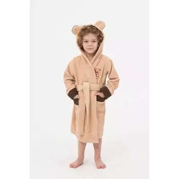 Халат махровый детский «Мишка», рост 128 см, цвет капучино