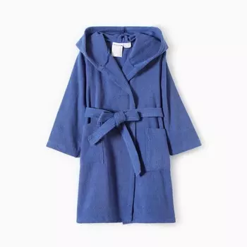 Халат махровый детский, размер 34, цвет синий, 340 г/м2 хлопок 100% с AIRO