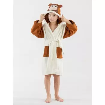 Халат махровый для мальчика, рост 110-116 см, цвет молочный