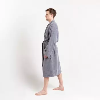 Халат махровый Экономь и Я, мужской размер 56-58 цвет серый, 100% хлопок с AIRO, 320 г/м2