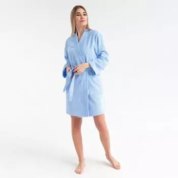 Халат махровый Экономь и Я женский, размер 46-48 цвет нежно-голубой, 100% хлопок, 320 гр/м2