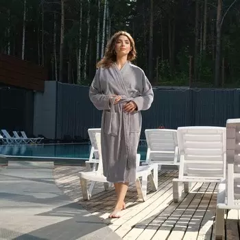 Халат махровый LoveLife "Royal" цвет серый размер 50-52 (L) 100% хлопок, 330 гр/м2