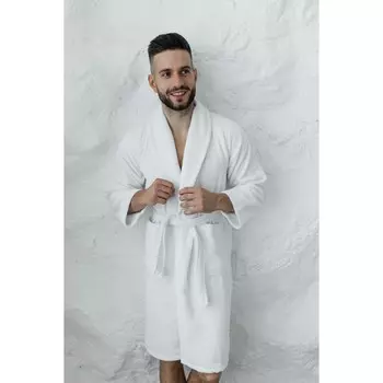 Халат махровый мужской, размер 46, цвет белый