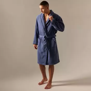 Халат махровый мужской SL HOME: Basic «Ривьера», размер M, хлопок 100%, синий