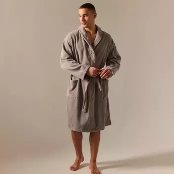 Халат махровый мужской SL HOME: Basic «Софт Мист», размер M, хлопок 100%, серый