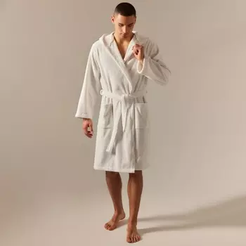 Халат махровый с капюшоном мужской SL HOME: Basic «Блан де Блан», размер XL, хлопок 100%, белый