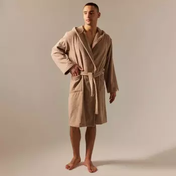 Халат махровый с капюшоном мужской SL HOME: Basic «Саббиа», размер M, хлопок 100%, коричневый