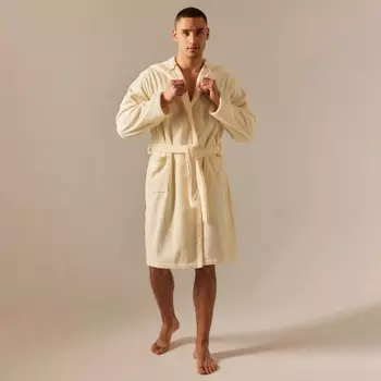 Халат махровый с капюшоном мужской SL HOME: Basic «Айвори», размер M, хлопок 100%, молочный