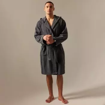 Халат махровый с капюшоном мужской SL HOME: Basic «Гри Сандре», размер L, хлопок 100%, тёмно-серый
