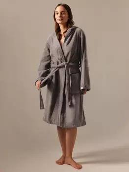 Халат махровый с капюшоном женский SL HOME: Basic «Софт Мист», размер XL, хлопок 100%, серый