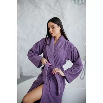 Халат махровый женский, размер 50, цвет лавандовый