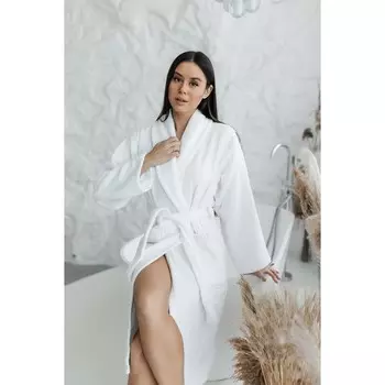 Халат махровый женский, размер 52, цвет белый