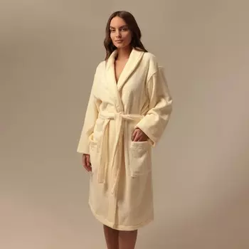 Халат махровый женский SL HOME: Basic «Айвори», размер XL, хлопок 100%, молочный