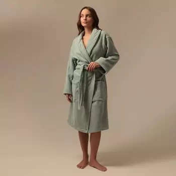 Халат махровый женский SL HOME: Basic «Аззура», размер S, хлопок 100%, бирюзовый