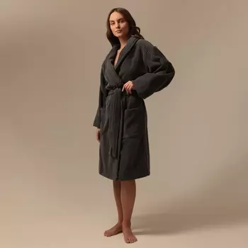 Халат махровый женский SL HOME: Basic «Гри Сандре», размер XL, хлопок 100%, тёмно-серый