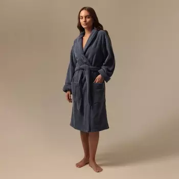 Халат махровый женский SL HOME: Basic «Ривьера», размер S, 100% хлопок, синий