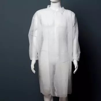 Халат медицинский на кнопках, без манжет- 20 г/м2, размер: XXL, 110x140 см, белый