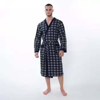 Халат мужской, цвет тёмно-синий, размер 56