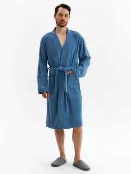 Халат мужской «Экономь и Я», размер 52-54, хлопок 100%, морская волна