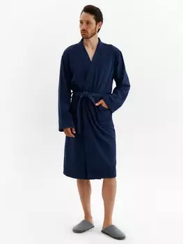 Халат мужской «Экономь и Я», размер 52-54, хлопок 100%, тёмно-синий