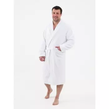 Халат мужской махровый с шалькой, размер 44-46, цвет белый