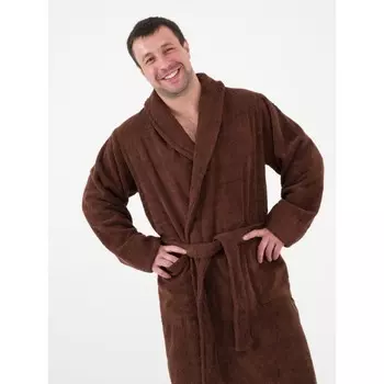 Халат мужской махровый с шалькой, размер 56-58, цвет шоколадный