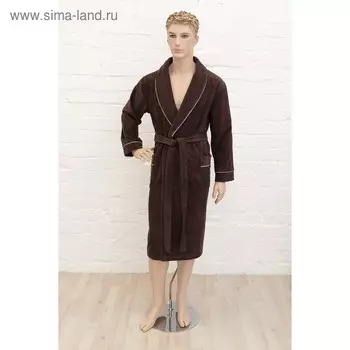 Халат мужской, размер 48, цвет шоколадный, махра-велюр