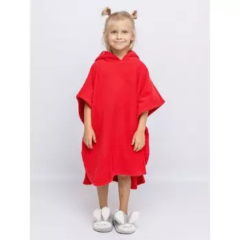 Халат-пончо детский, рост 98 см, цвет красный