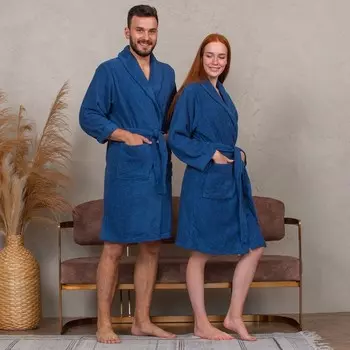 Халат унисекс, размер S, цвет синий