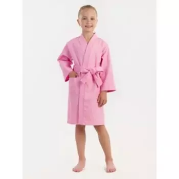 Халат вафельный детский «Кимоно», размер 30, цвет розовый