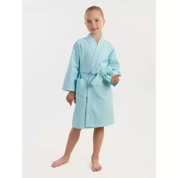 Халат вафельный детский «Кимоно», размер 32, цвет голубой
