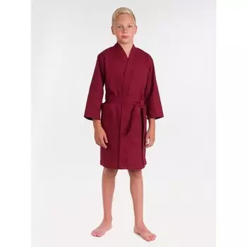Халат вафельный детский «Кимоно», размер 34, цвет бордовый