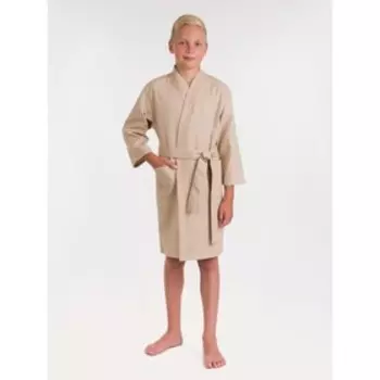 Халат вафельный детский «Кимоно», размер 38, цвет бежевый