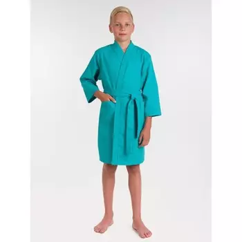 Халат вафельный детский «Кимоно», размер 42, цвет изумрудный
