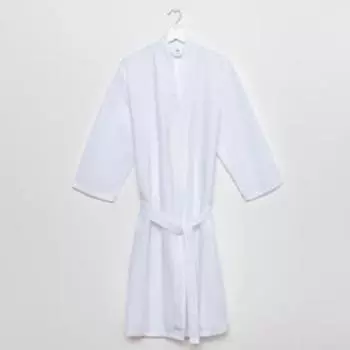 Халат вафельный мужской Экономь и Я рукав 3/4 цвет белый размер 46-48, 100% хлопок, 200 г/м2