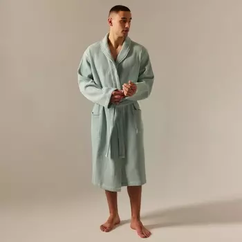 Халат вафельный мужской SL HOME: Basic «Аззура», размер XL, хлопок 100%, мятный
