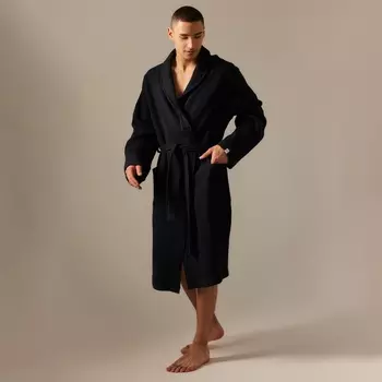 Халат вафельный мужской SL HOME: Basic «Дарк Маре», размер M, хлопок 100%, чёрный