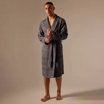 Халат вафельный мужской SL HOME: Chess «Гри Сандре», размер M, хлопок 100%, тёмно-серый