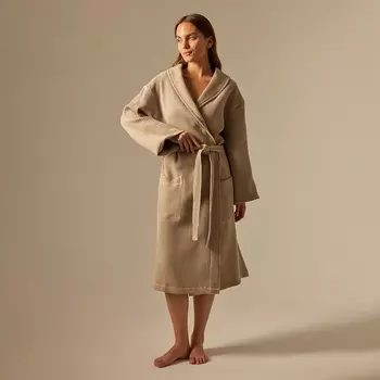 Халат вафельный женский SL HOME: Basic «Саббиа», размер XL, хлопок 100%, коричневый