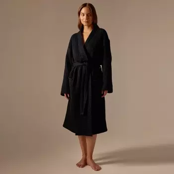 Халат вафельный женский SL HOME: Boho «Дарк Маре», размер M, хлопок 100%, чёрный