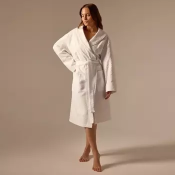 Халат вафельный женский SL HOME: Waffle «Блан де Блан», размер XL, хлопок 100%, белый