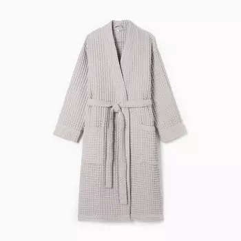 Халат вафельный женский удлиненный «Этель» Boho, размер 46-48, хлопок 100%, серебряный