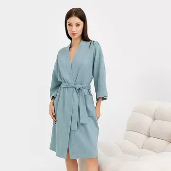Халат женский, цвет голубой, размер 50 (XL)