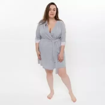 Халат женский, цвет серый меланж, размер 54