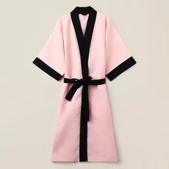 Халат женский длинный SL HOME Rose, размер 44-52, лён 100%, розовый