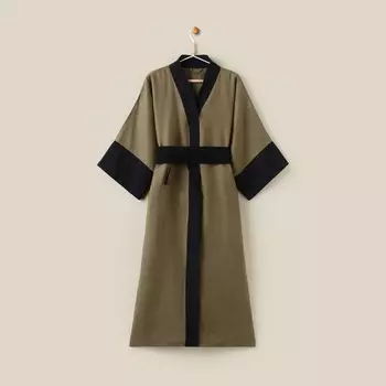 Халат женский домашний SL HOME Eucalyptus, размер 44-52, лён 100%, эвкалипт