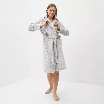 Халат женский "Медвежонок" , цвет кофейный, размер 52